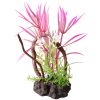 Aqua One Plastic Plant Bettascape Spider Leaves on Driftwood Pink