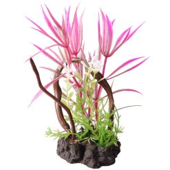 Aqua One Plastic Plant Bettascape Spider Leaves on Driftwood Pink