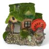 Hut with Moss and Waterwheel 7757 FRONT ANGLE VIEW