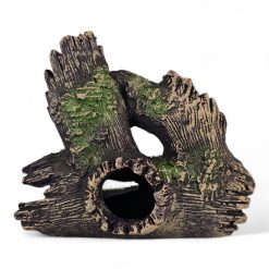 Medium Hollow Log Branch with Moss Ornament 16 x 8 x 14cmH F8898 BACK VIEW