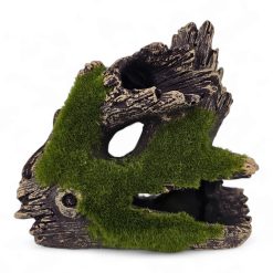 Medium Hollow Log Branch with Moss Ornament 16 x 8 x 14cmH F8898 FRONT VIEW