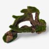 Small Driftwood on Rocks with Moss Ornament 20.5 x 7.5 x 12cmH F7326 FRONT ANGLE VIEW