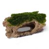 Small Hollow Log with Moss and Holes Ornament 15.5 x 8 x 8cmH F125L FRONT ANGLE VIEW