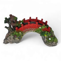 Small Red Bridge 18.5x9x7cmH Ornament 760E FRONT ANGLE VIEW