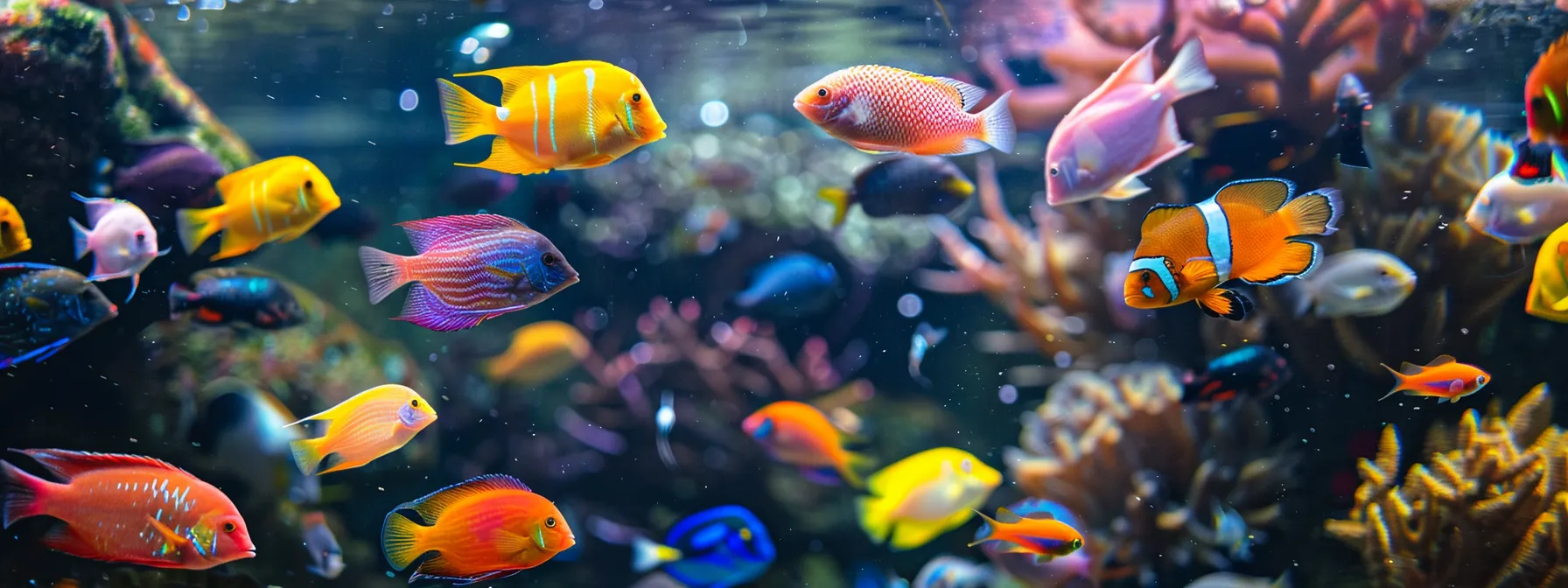 a tank filled with colorful tropical fish swimming gracefully.
