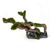 Large Wood Branch with Moss on Rock Base Ornament 25277 FRONT SIDE ANGLE